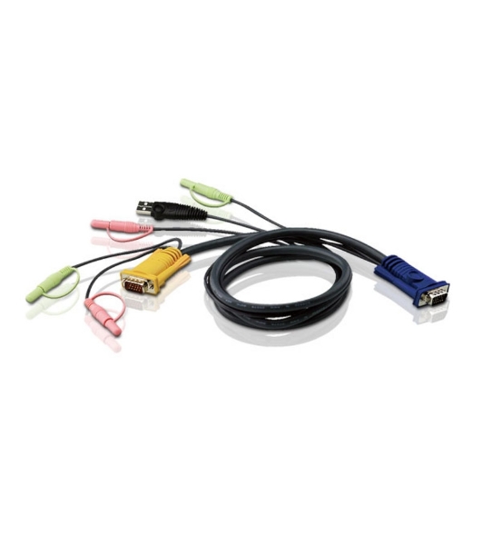 Кабель ATEN KVM Cable 2L-5303U Кабель для KVM: USB(Am)+DB15(m)+2*Audio (PC) -на- SPHD15(m)+2*Audio (KVM), 3м