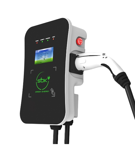 Зарядная станция S'OK Green Energy M3W Series Wallbox EV Charger SM3W10732542-5wf, 1-phase, 7kw (32a/220v), ocpp 1.6j, rfid, wifi, lan, ip54, кабель 5м