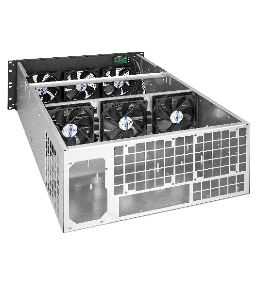 Корпус для майнинга ExeGate EX288960RUS Pro 8-650 без БП, 2*USB, 6*fan 120мм, места под: 8 видеокарт, 1 БП