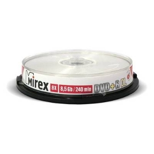 Диск DVD+R Mirex 8.5 Gb, 8x, Cake Box (10), Ink Printable, Dual Layer (10/300)