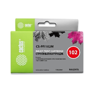 Картридж струйный Cactus CS-PFI102M пурпурный (130мл) для Canon IP iPF500/iPF600/iPF700/MFP M40/iPF765/LP17/LP24