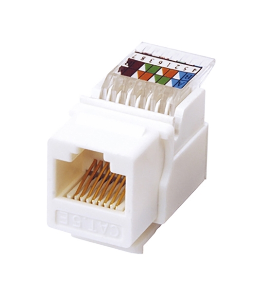 Модуль Rexant Keystone Jack RJ-45(8P8C), UTP неэкранированный, cat.5e, тип 180 градусов,самозажимной, белый