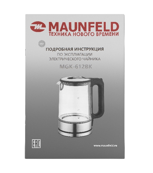 Чайник электрический Maunfeld MGK-612BK, 1.7л, стекло/металл