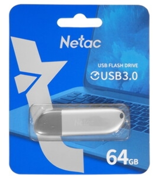 Флешка USB Netac U352 (NT03U352N-064G-32PN), 64Gb, USB 3.0, R/W 110/50, серебристый