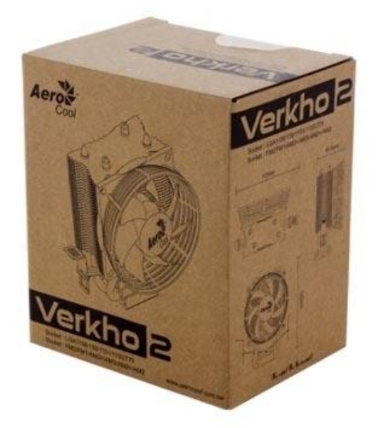 Кулер для процессора AeroCool/Formula Verkho 2 Dual серебристый, 90 мм, алюминий/медь, 2000 об/мин, 25 дБ, 4 pin, 120 Вт, 135 мм
