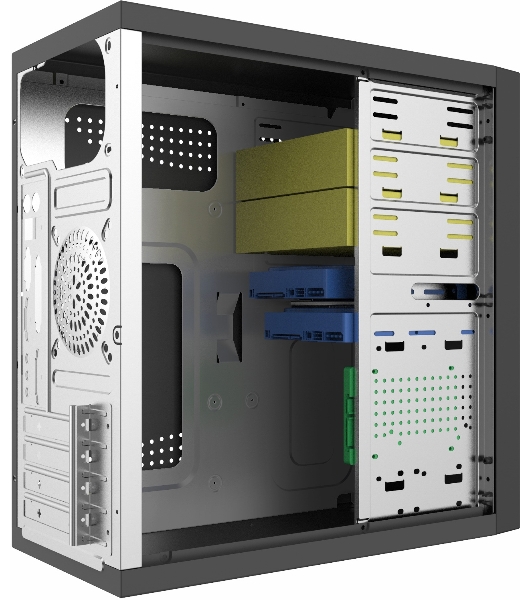 Компьютерный корпус с блоком питания 450Вт. Сase Forza mATX, 450W, 2xUSB 3.0, Black, w/o FAN, 12 см fan PSU, power cord