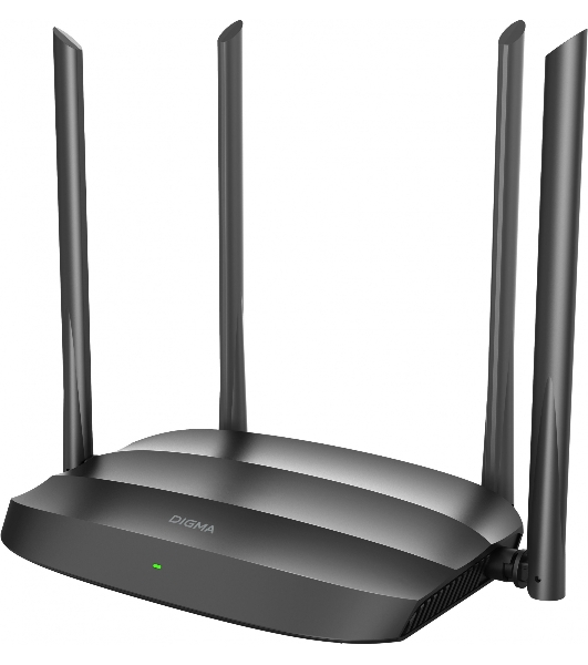 Роутер беспроводной Digma DWR-AC1201 AC1200 10/100BASE-TX черный (упак.:1шт)