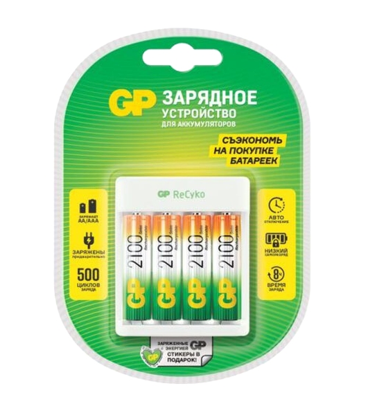 Зарядное устройство GP Rechargeable GP Е411/210AAHCCS-2CR1 AA/AAA NiMH 2100mAh (4шт) блистер