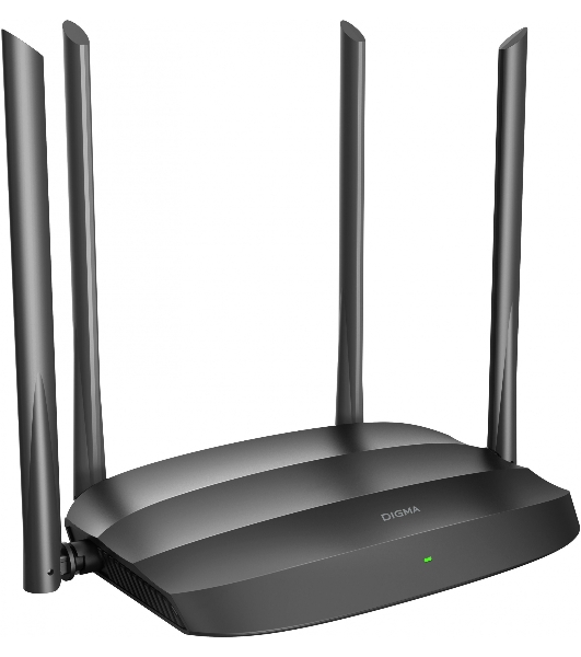 Роутер беспроводной Digma DWR-AC1201 AC1200 10/100BASE-TX черный (упак.:1шт)