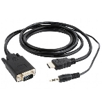 Кабель HDMI->VGA Cablexpert A-HDMI-VGA-03-10, 19M/15M + 3.5Jack, медь, позол.разъемы, 3м, черный, пакет, фото3