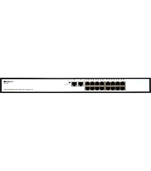 Коммутатор неуправляемый PoEORIGO OS1218P/190W/A1A 16x100Base-TX PoE+, 2x1000Base-T, PoE-бюджет 190 Вт, корпус металл