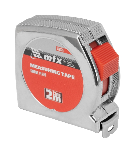 Рулетка MTX Chrom, 2 м x 13 мм, хромированный корпус