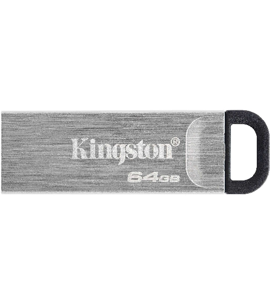 Флешка USB Kingston DataTraveler KYSON (DTKN/64GB), 64Gb, USB 3.2 Gen 1, R/W 200/60, серебристый/черный