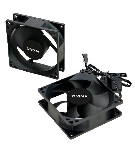 Вентилятор для корпуса Digma DFAN-80 черный, 80 мм, 1800 об/мин, 23 дБ, 4 pin