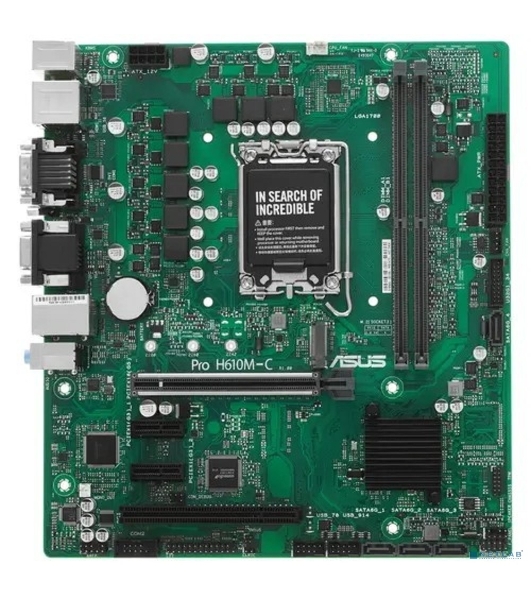 Материнская плата ASUS Pro H610M-C-CSM, LGA 1700, Intel H610, 2xDDR5, 4xSATA, 1xM.2, 1xPCIe 5.0 x16, 2xPCIe x1, 1xPCI, 1xHDMI, 1xDP, 1xDVI-D, 1xVGA, 1x 1Gb LAN, 2xUSB-A 3.2 Gen 2, 2xUSB-A 2.0, 3x3.5 мм, 7.1, mATX