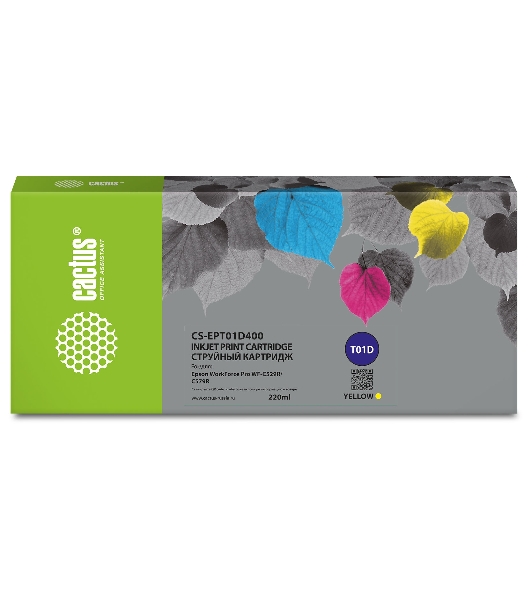 Картридж струйный Cactus CS-EPT01D400 T01D4 желтый (220мл) для Epson WorkForce Pro WF-C529R/C529RDTW/C529RDTW EPP