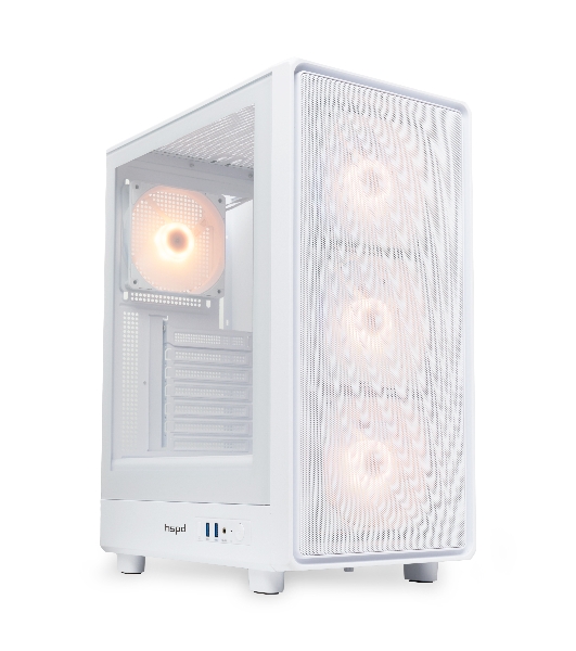 Компьютерный корпус HSPD M510, Mesh Mid Tower, белый, TG, 0.5 SPCC, 4x120мм ARGb ATX, mATX, mITX 180/280/160мм 1x2.5', 1x3.5', 7xPCI 2xUSB-A 3.0 517x277x418мм