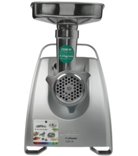 Мясорубка электрическая Bosch MFW68680 черный, 2200 Вт, 4.3 кг/мин, реверс, защита от перегрузки, насадки - 5