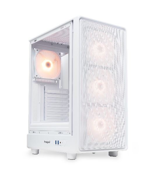 Компьютерный корпус HSPD M510, Mesh Mid Tower, белый, TG, 0.5 SPCC, 4x120мм ARGb ATX, mATX, mITX 180/280/160мм 1x2.5', 1x3.5', 7xPCI 2xUSB-A 3.0 517x277x418мм