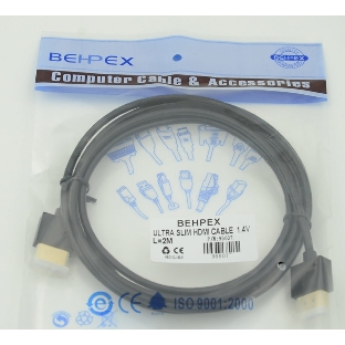 Кабель HDMI Gold Plated Connector, Ver1.4, Ultra Slim HDMI(19pin)/HDMI(19pin) (3м) феррит.кольца позолоченные контакты