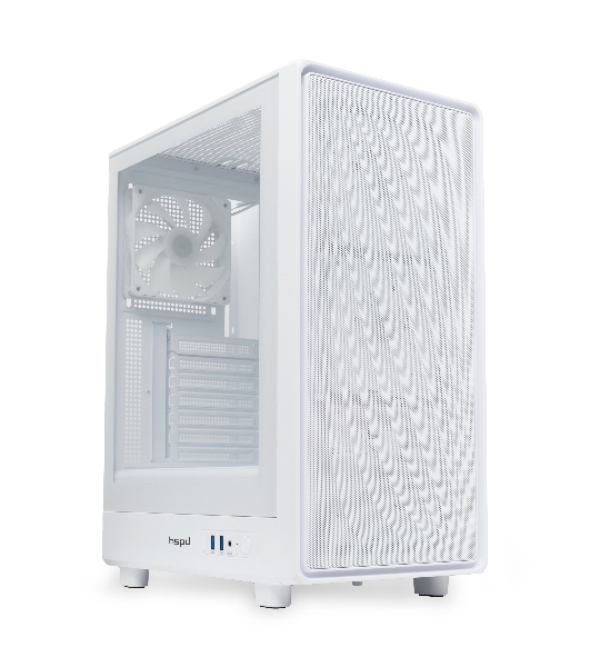 Компьютерный корпус HSPD M510, Mesh Mid Tower, белый, TG, 0.5 SPCC, 4x120мм ARGb ATX, mATX, mITX 180/280/160мм 1x2.5', 1x3.5', 7xPCI 2xUSB-A 3.0 517x277x418мм