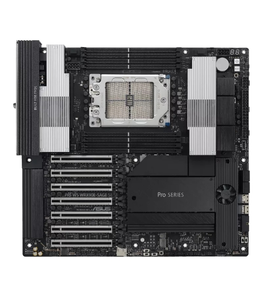Материнская плата ASUS Pro WS WRX90E-SAGE SE, sTR5, AMD WRX90, 8xDDR5, 4xSATA, 4xM.2, 6xPCI-E 5.0 x16, 1xPCI-E 5.0 x8, 1xVGA, 2xMiniDP, 3x 10Gb LAN, 6xUSB-A 3.2 Gen 2, 1xUSB-A 2.0, 2xUSB-C USB4, 2x3.5 мм, 5.1, SSI EEB