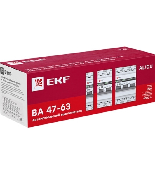 Выключатель автоматический EKF mcb4763-2-63C-pro 2P 63А (C) 4,5kA ВА 47-63 EKF PROxima
