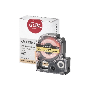 Кассета с лентой S'OK by Sakura Printing K5DBF для Epson, черный на флуоресцентном оранжевом, 18мм/5м