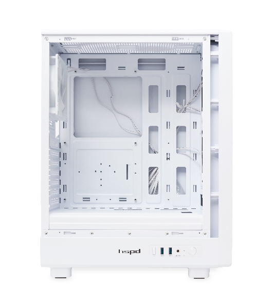 Компьютерный корпус HSPD M510, Mesh Mid Tower, белый, TG, 0.5 SPCC, 4x120мм ARGb ATX, mATX, mITX 180/280/160мм 1x2.5', 1x3.5', 7xPCI 2xUSB-A 3.0 517x277x418мм