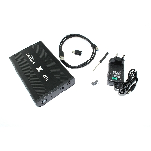Бокс для жесткого диска 3,5' SATA алюминиевый USB 3.0 черный