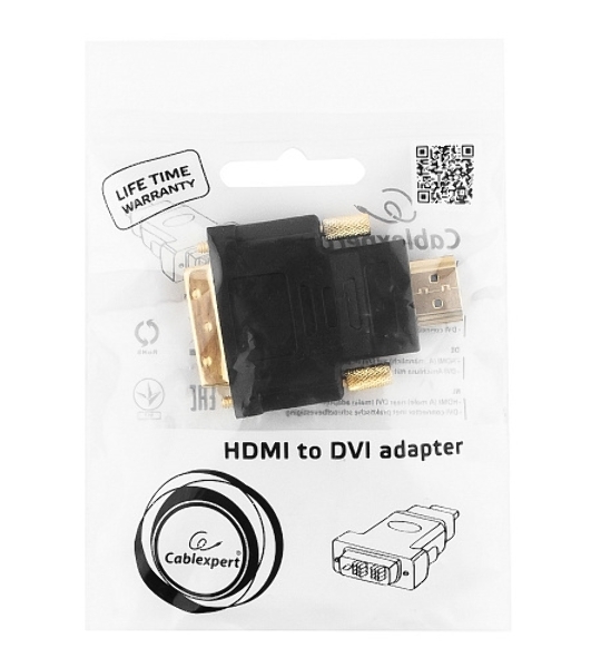Адаптер (переходник) Gembird HDMI-DVI A-HDMI-DVI-1, 19M/19M, золотые разъемы, пакет
