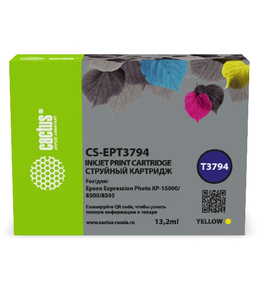 Картридж струйный Cactus CS-EPT3794 378XL желтый (13.2 мл) для Epson Expression Photo XP-8500/XP-8505/XP-15000