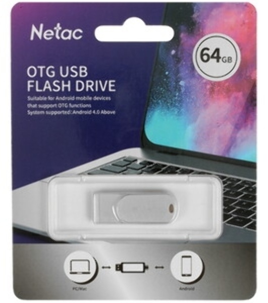 Флешка USB Netac U785C (NT03U785C-064G-32PN), 64Gb, USB 3.0/TypeC, R/W 110/45, серебристый