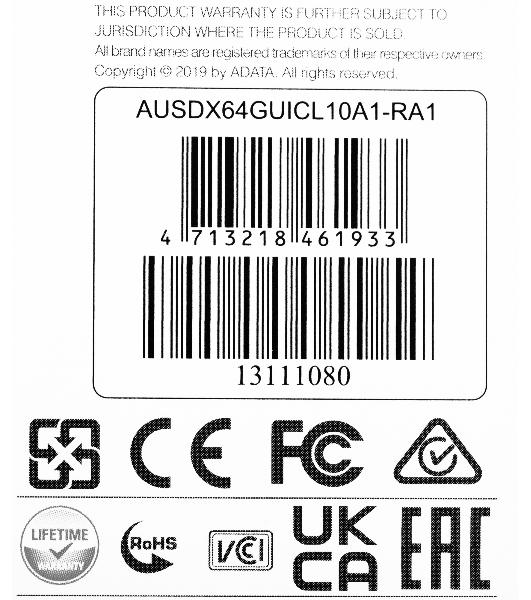 Флеш карта microSD 64Gb ADATA microSDHC Class 10 UHS-I A1 100/25 MB/s (SD адаптер)