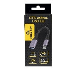 Кабель-переходник USB3.0 OTG Cablexpert A-USB3C-OTGAF-02, Type-C(M)/AF, 0.2м, алюминий, коробка, фото 1