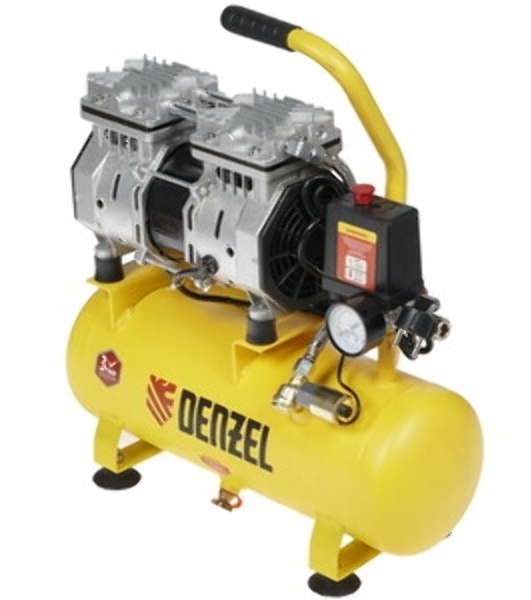 Компрессор Denzel DLS650/10 безмаслянный малошумный 650 Вт, 120 л/мин,ресивер 10 л