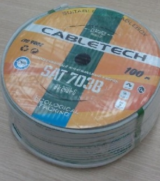 Кабель коаксиальный PROconnect CABLETECH (01-2431-6)SAT 703B+CU/Al/CU, 75 Ом, 100м., белый AT 703B+CU/Al/CU, 75 Ом, 100м., для установки спутниковой телевизионной системы, белый