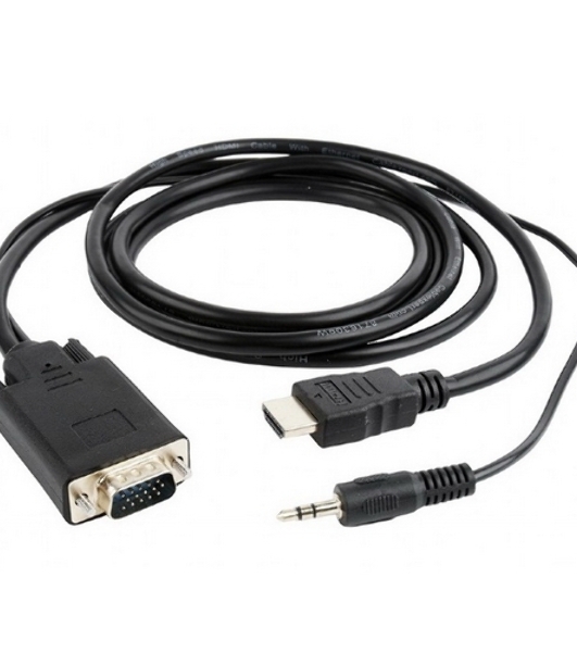 Кабель HDMI->VGA Cablexpert A-HDMI-VGA-03-5M, 19M/15M + 3.5Jack, медь, позол.разъемы, 5м, черный, пакет