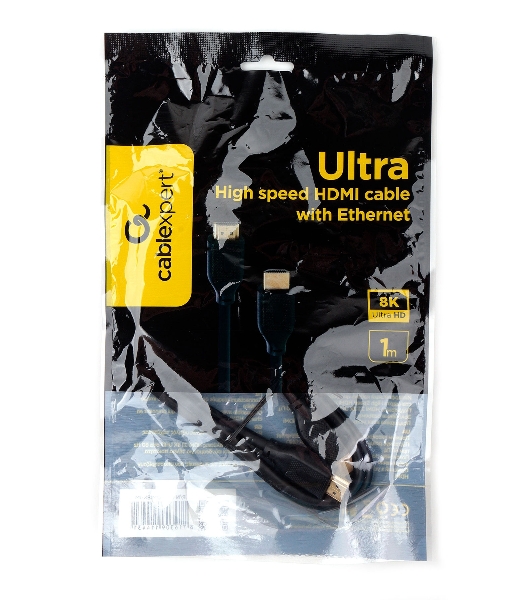 Кабель HDMI Cablexpert CC-HDMI8К-1M, 19M/19M, v2.1, 8К, медь, позол.разъемы, экран, 1м, черный, пакет
