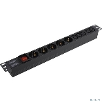 Блок розеток горизонтальный ExeGate ServerPro PDU-19H008 Al-5C135S-C14-SW, 19', 1U, Алюминий, 5 IEC 320 C13, 5 Schuko, С14, выкл. с подсветкой, черный, фото2