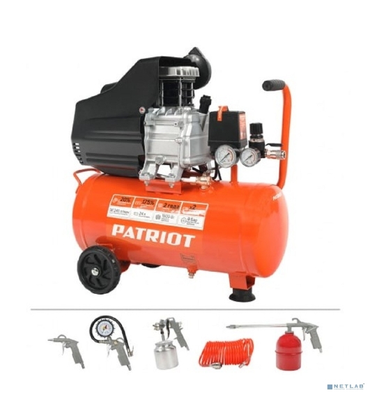 Компрессор Patriot EURO 24-240K + набор пневиоинструмента KIT 5В1.5кВт 220В 240л/мин 24л