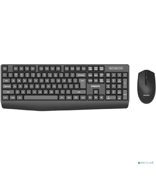 Комплект клавиатура+мышь Philips SPT6337 беспроводной, USB, 1600 DPI, чёрный