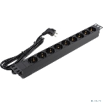 Блок розеток горизонтальный ExeGate ServerPro PDU-19H903 Al-9S-EU2, 19', 1U, Алюминий, 9 Schuko, кабель с евровилкой VDE-250V-16A-3*1.5мм2, 2 метра, черный, фото2