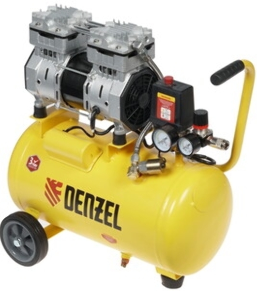 Компрессор Denzel DLS950/24 безмаслянный малошумный 950 Вт, 165 л/мин,ресивер 24 л