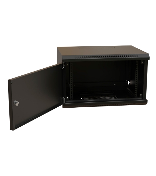 Шкаф коммутационный WRline (WR-TW-0666-SR-RAL9004) настенный 6U 600x600 мм пер. дв. металл 2 бок. пан. 60 кг черный 520 мм 367 мм IP20 сталь