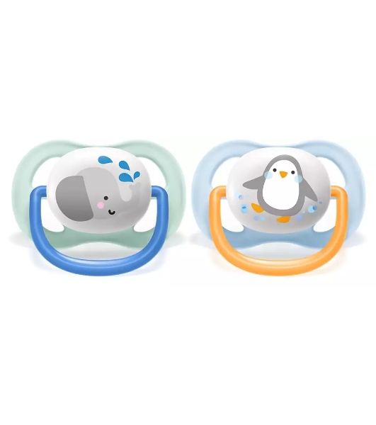Соска-пустышка Philips Avent SCF080/05 Слон/Пингвин, 0-6 мес, 2 шт, для мальчиков