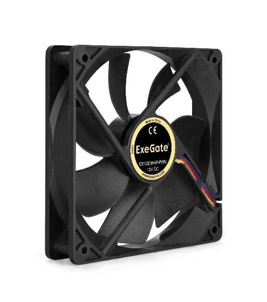 Вентилятор для корпуса ExeGate E12025H4P-PWM черный, 120 мм, 1500 об/мин, 24 дБ, 4 pin