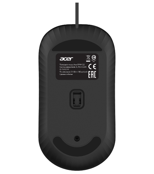 Мышь проводная Acer OMW122 черный, 1200 dpi, USB, кнопки - 3