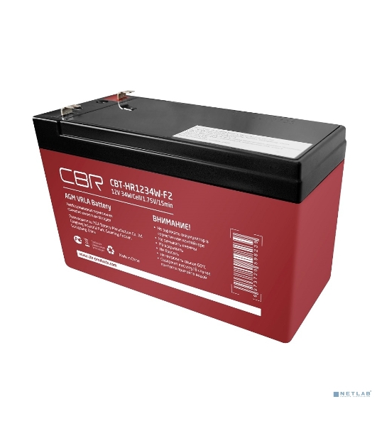 Аккумуляторная VRLA батарея CBR CBT-HR1234W-F2 (12В 8А·ч), клеммы F2