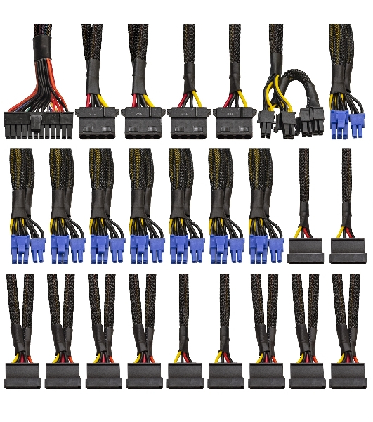 Блок питания серверный 1100W ExeGate EX292215RUS ServerPRO-1100RADS (ATX, for 3U+ cases, КПД 82% (80 PLUS), 14cm fan, 24pin, 2(4+4)pin, 6xPCIe, 8xSATA, 4xIDE, Cable Management, black)